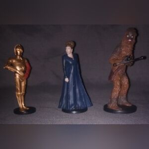 Set Of 3 Star Wars Cake Toppers C-3PO, General Princess Leia and Chewbacca